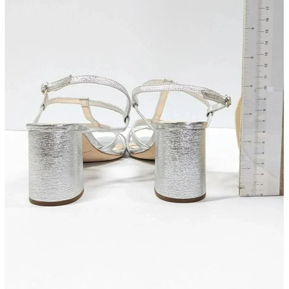 Loeffler Randall Women's Elena Heel Sandal Silver Leather Size 6.5 (MSRP $350) - Picture 9 of 12